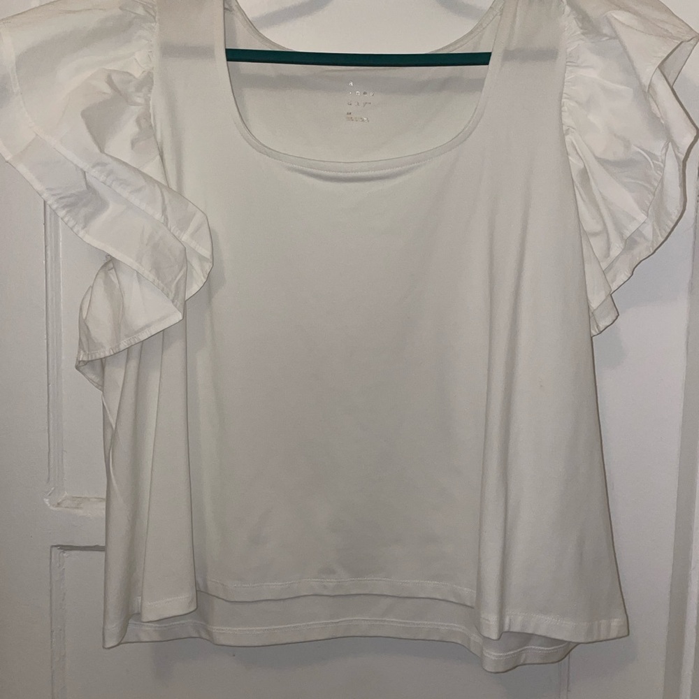 A New Day White Ruffle Sleeve Blouse